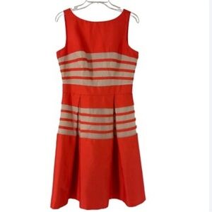 Just  Taylor Elegant Red and Cream Striped Dress Size 4